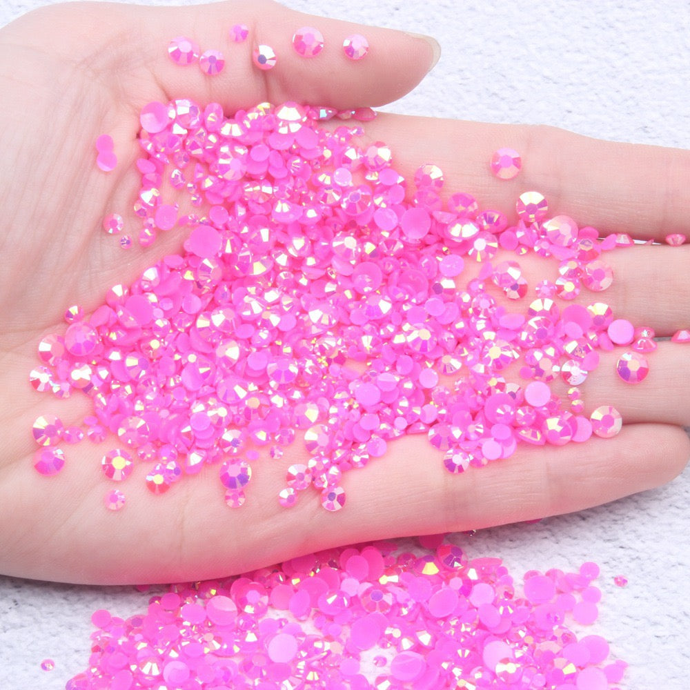 【A128】 Mixed 3mm-5mm Jelly AB Flatback Resin Rhinestone Gems