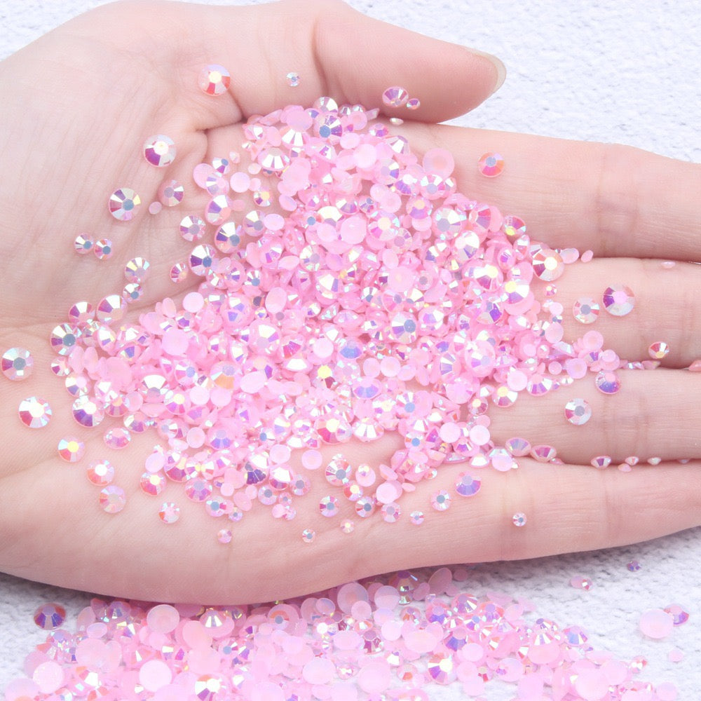 【A128】 Mixed 3mm-5mm Jelly AB Flatback Resin Rhinestone Gems