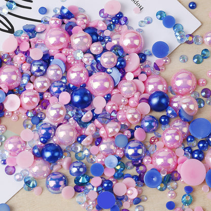 NEW【A139】Half Pearl and Rhinestones mix | Flat back pearls |Mixed colours and size| 3-10mm