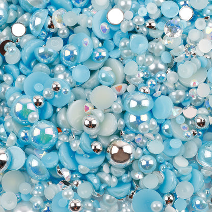 NEW【A139】Half Pearl and Rhinestones mix | Flat back pearls |Mixed colours and size| 3-10mm