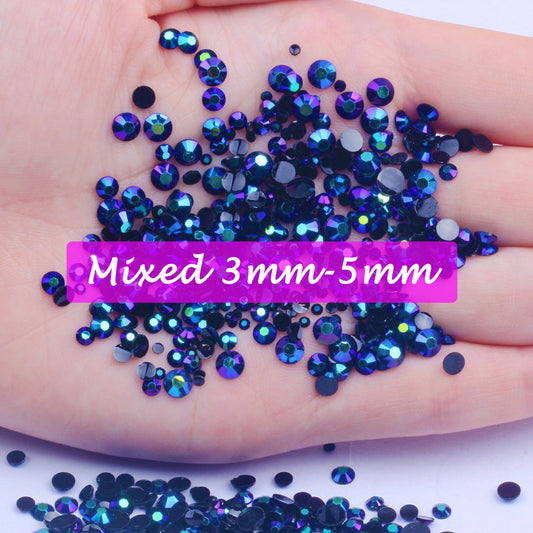 【A128】 Mixed 3mm-5mm Jelly AB Flatback Resin Rhinestone Gems