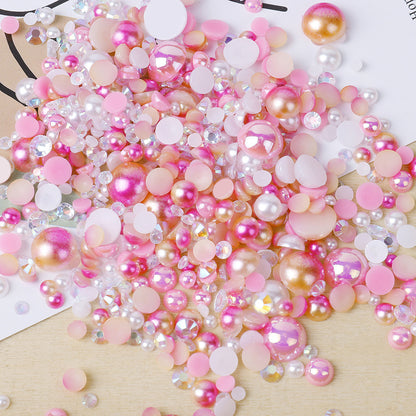 NEW【A139】Half Pearl and Rhinestones mix | Flat back pearls |Mixed colours and size| 3-10mm