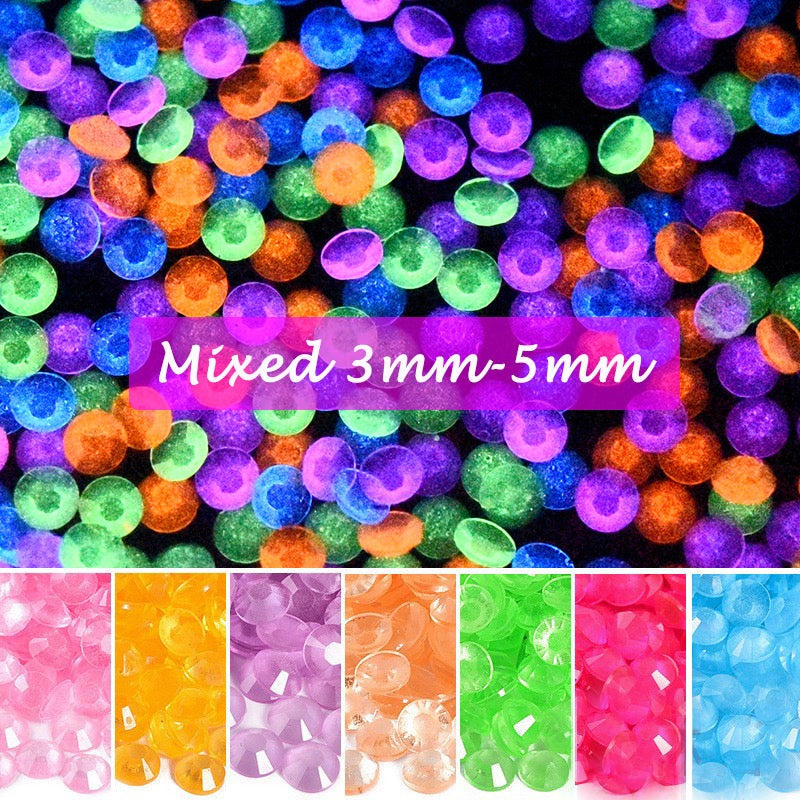 【A130】Glow In Dark Resin Rhinestones for DIY 3mm-5mm Mixed